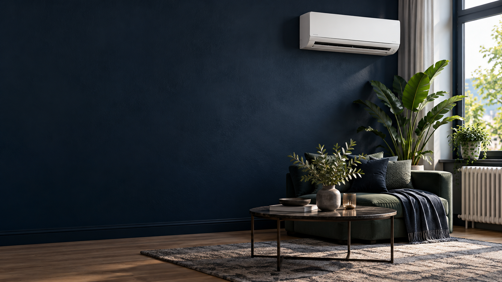 Illustrative image of a modern air-conditioned living space created for this website